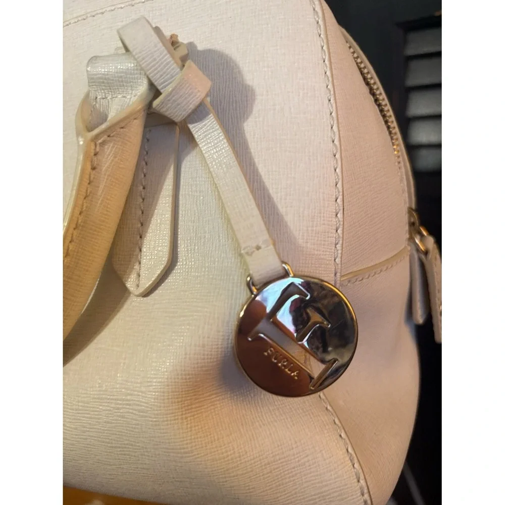 Furla‎ Cream Satchel with Gold Hardware